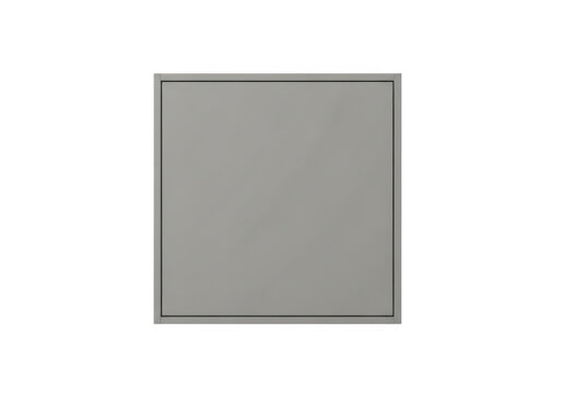 Simple grey square icon with thin black border isolated on transparent background