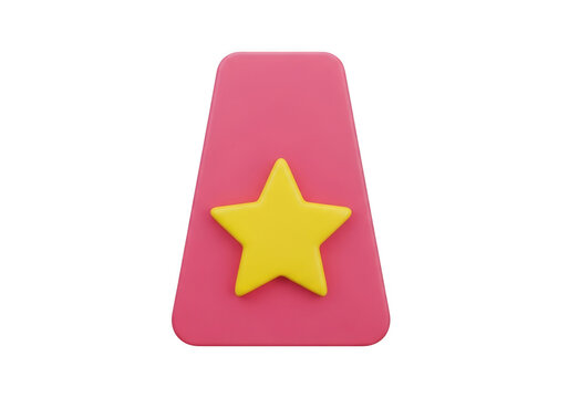 Pink trapezoid shape with a yellow star icon isolated on transparent background