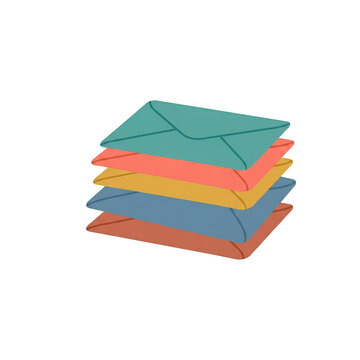 Stack of Colorful Envelopes for Mailing and Communication.