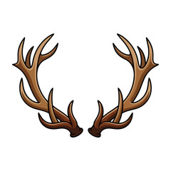 Illustrated Brown Deer Antlers Isolated © MH Soykot