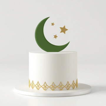Luxury Mawlid Cake with Islamic Crescent and Star Decoration