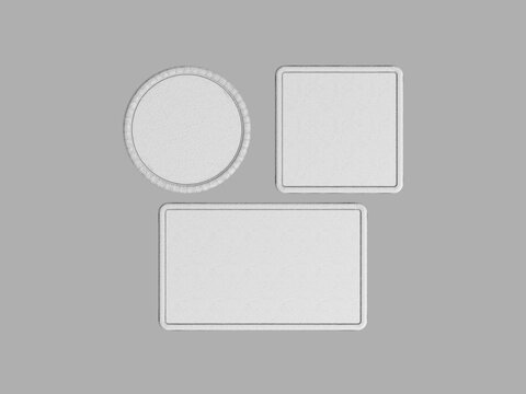 Blank white embroidery patch mockup flat lay top view
