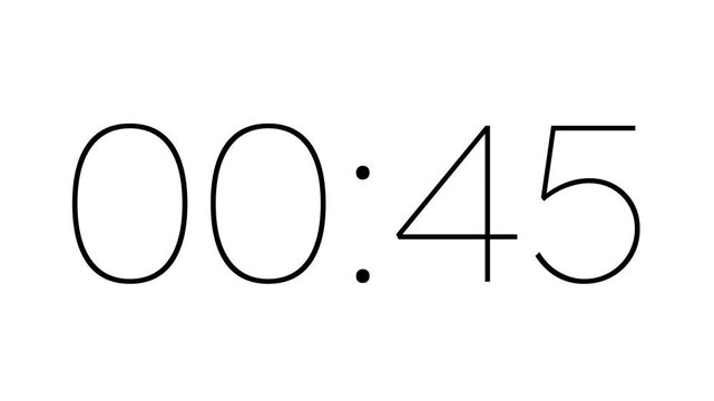 50 second digital countdown timer animation. Digital countdown clock timer in 50 second on white background ideal for presentations, webinars, study sessions, and visual time tracking