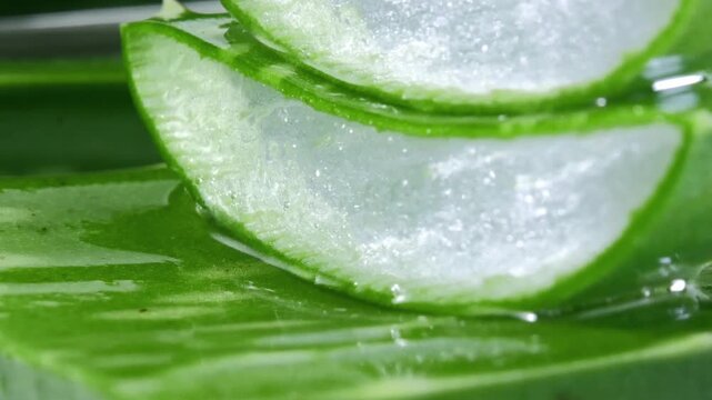 Fresh Juicy Aloe Vera Leaf on a White Background	