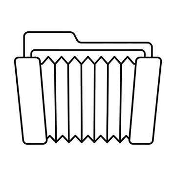 Minimalist accordion folder icon, black line art expanding file folder, professional office document organizer symbol