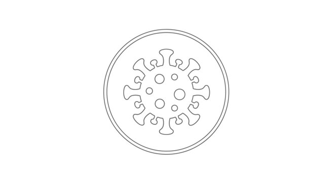minimalist virus icon, simple black and white illustration