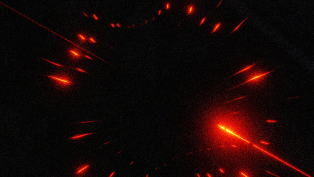 Abstract Glowing Red Laser Light Beams on Dark Background, grainy texture