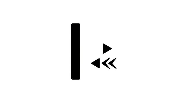 Abstract graphic representing a pause button and fast forward symbol.