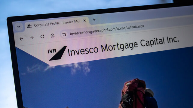 Invesco mortgage capital website profile header shown on digital monitor.