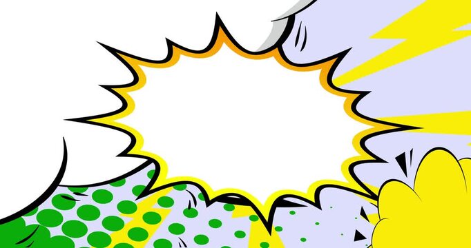 Cartoon background animation, comic book backdrop video. Retro comics pop art design.