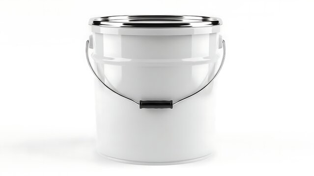 A white bucket with a metal handle and lid