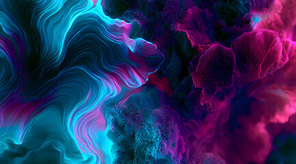 Fototapeta premium Coral and wavy patterns in vibrant hues are featured in abstract marine life art prints