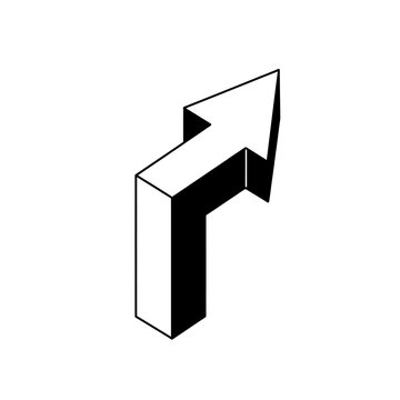 Minimalist isometric arrow pointing diagonally upward for growth