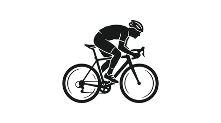 Naklejka premium Silhouette of a cyclist riding a road bike in a racing position, cycling and fitness sport concept vector illustration for design projects