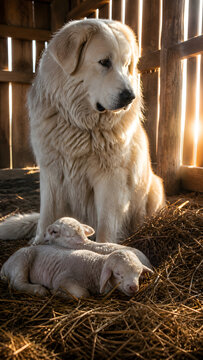 A dog gave birth to puppies, generated by AI