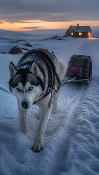 Dog carrying the ice skate generated by AI