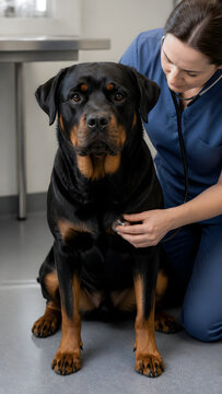 A dog undergoing checkup generated by AI