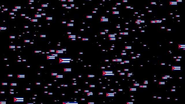 A shower of Cuba national flags, Alpha Channel