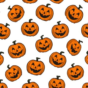 halloween pumpkin seamless pattern isolated background