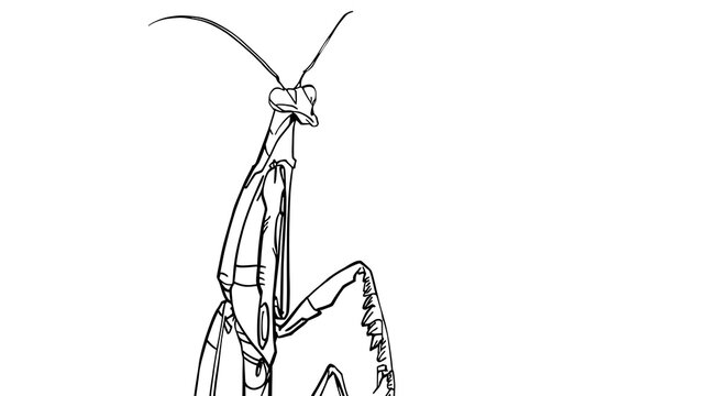 praying mantis hand drawing vector illustration