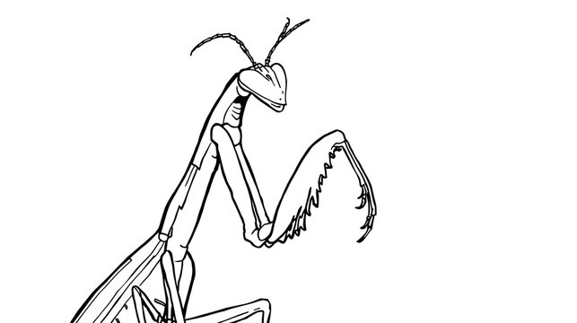 praying mantis hand drawing vector illustration