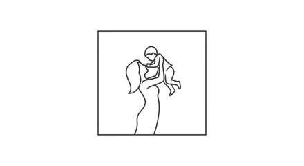 Fototapeta premium man carrying child, one line drawing