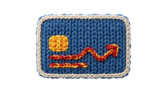 3D Knitted Credit Card Payment Icon Isolated on White Background