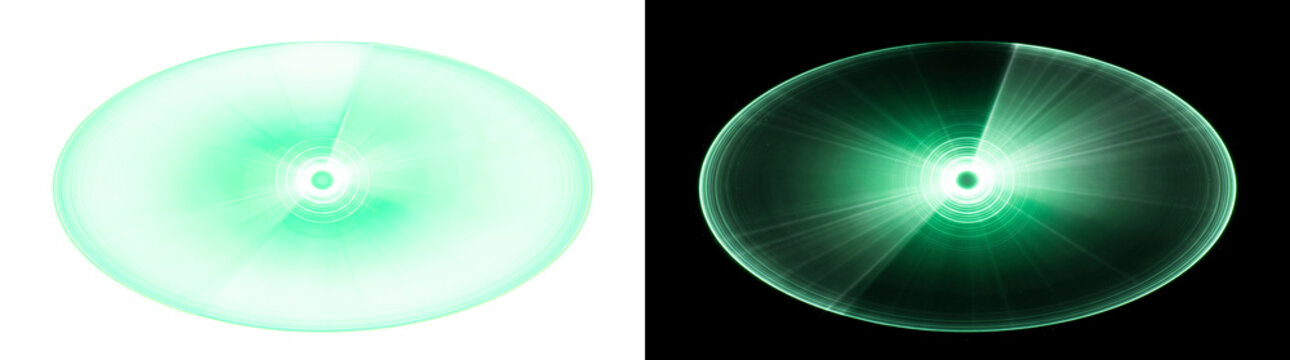 Radial planar laser sheet disc light effect with rotational long exposure glow isolated on transparent background