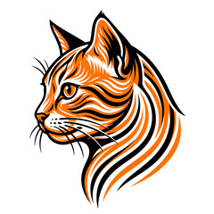 Fototapeta premium Artistic orange cat head profile illustration.