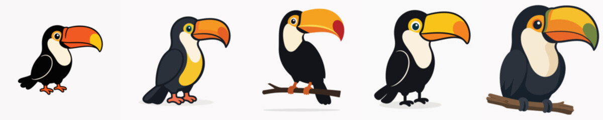 Obraz premium Set of cute and adorable toucan vectors