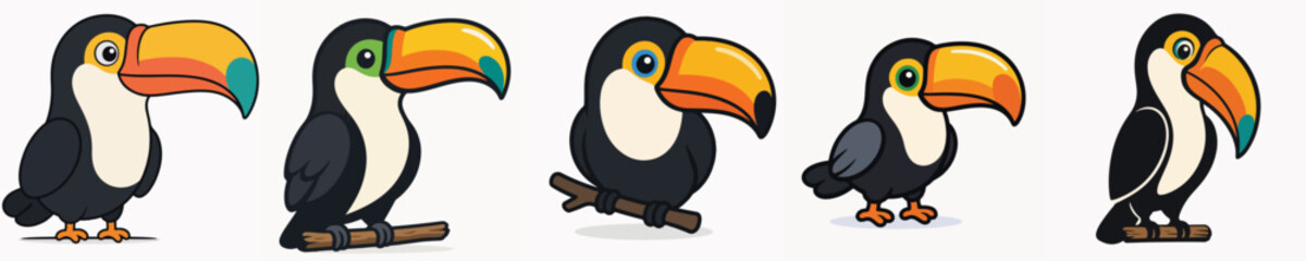 Obraz premium Set of cute and adorable toucan vectors