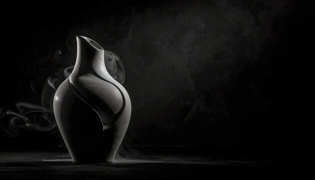 Elegant Vase with Smoky Atmosphere Dramatic Lighting