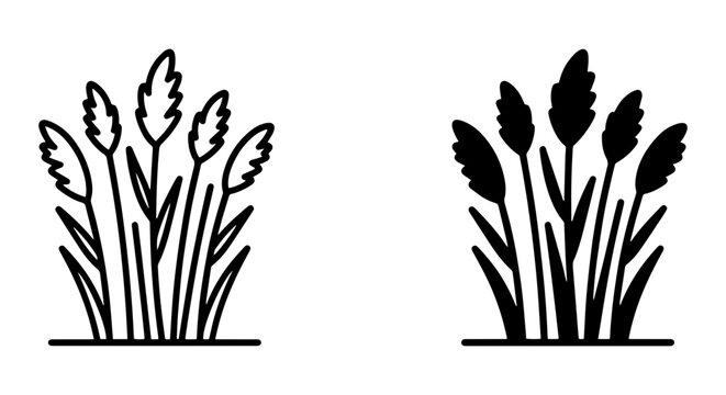 Wheat Stalk Icons, Grain Field Vector Graphics, Agricultural Plant Symbols, Organic Food Design Elements