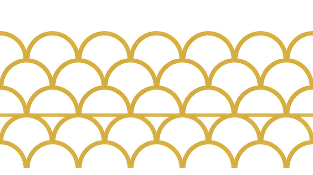 Seamless gold scallop pattern with geometric semi circle arcs for luxury decorative border design