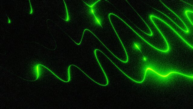 Abstract Glowing Green Laser Light Swirls on Dark Background