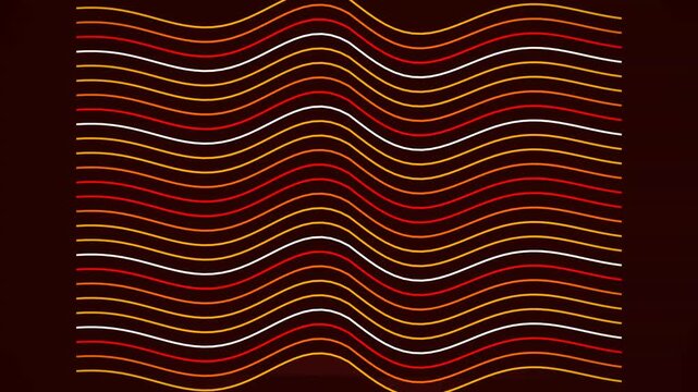 Flowing horizontal parallel wavy lines in vibrant yellow orange white and red gradient color tones