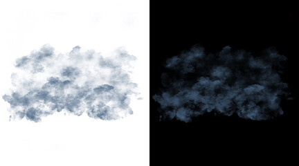 Naklejka premium Atmospheric blue smoke clouds on white and black backgrounds, ethereal mist texture, realistic vapor effect for overlays