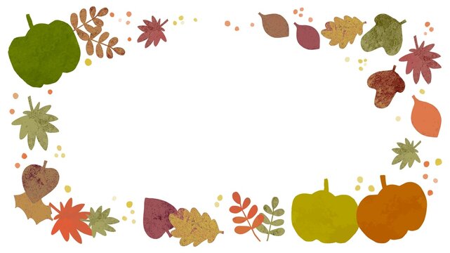 Autumn Frame with Pumpkins, Fallen Leaves and Berries｜hand-drawn_Horizontal,Banner