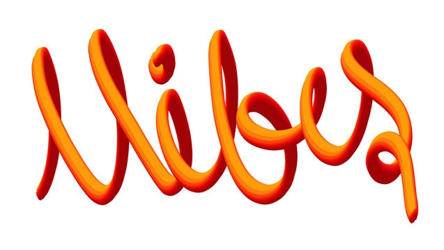 Bright orange 3d lettering vibes isolated on transparent background, stylish hand written typography for social media content, creative word art design element for posters and digital marketing.