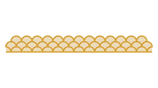 Decorative japanese wave pattern border with golden scales on a horizontal line