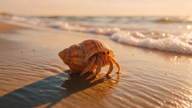 The hermit crab enjoys the sunset