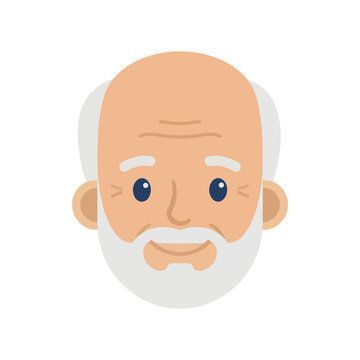 Old Man Grandfather Face Avatar Vector Illustration