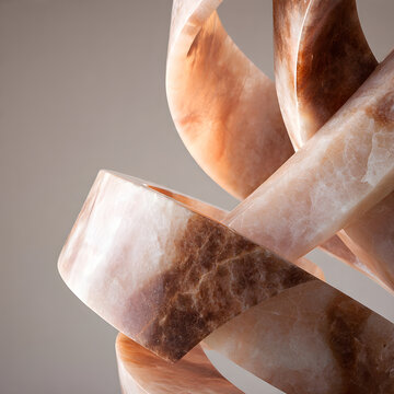Close Up of Abstract Marble Sculpture with Interlocking Curved Shapes