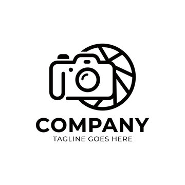 Camera shutter logo for photography and media.