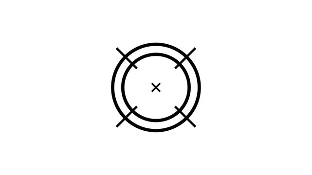 4K motion graphic of Target icon with alpha channel transparency. 2D cartoon animation of Aiming at the target on white background.