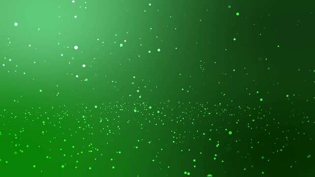 Abstract green backdrop with floating light particles, soft bokeh dots, and a smooth gradient fading from bright left to darker right, creating a clean