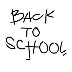 Hand drawn typography text Back to School with black ink brush or marker isolated on white background. Minimalist doodle lettering style for education campaign, poster, or banner element. © Muhammad