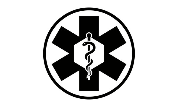 Star of life symbol, emergency medical services icon isolated on transparent background