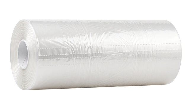Transparent stretch film roll for industrial packaging. Clear plastic wrap for shipping and logistics. Polyethylene cling film for pallet protection. isolated PNG with Transparent Background