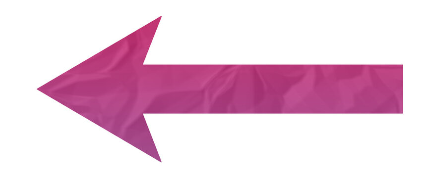 Crumpled Paper Left Arrow Isolated on Transparent Background